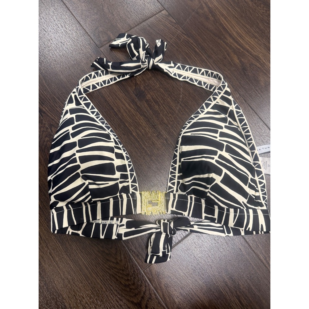 Trina Turk Black & White Abstract Halter Bikini Top - Size D